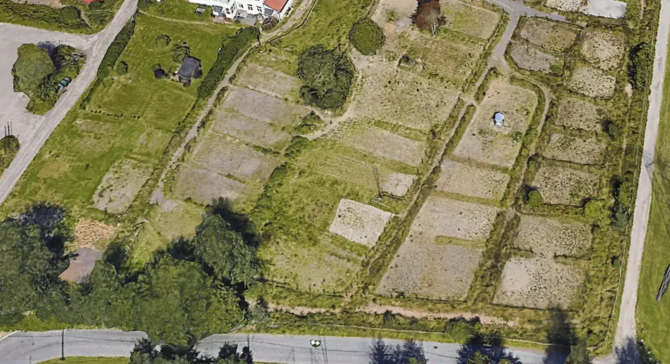 Utearealet på Ellingsrud gård sett ovenfra